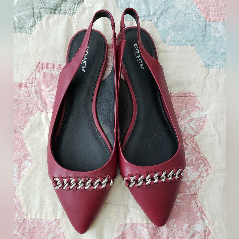 COACH leather Sling Back Sz. 10 Burgundy